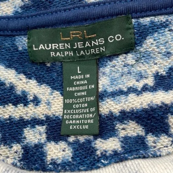 LAUREN Ralph Lauren south western Aztec jacket blazer 100% cotton sz lg toggles