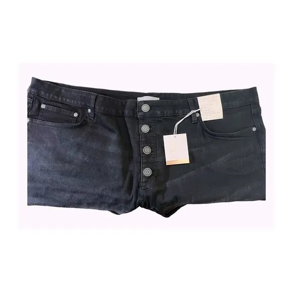 LC Lauren Conrad Womens Black High Rise Button Fly Jean Shorts Plus Sz 26W NWT