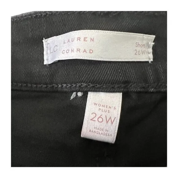 LC Lauren Conrad Womens Black High Rise Button Fly Jean Shorts Plus Sz 26W NWT