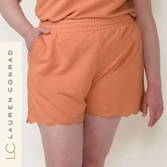 LC Lauren Conrad Scallop-Hem High-Waisted Shorts