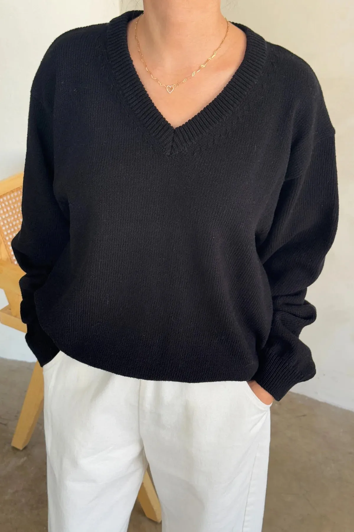Le Bon Shoppe - Gabby Cotton Sweater (Black)