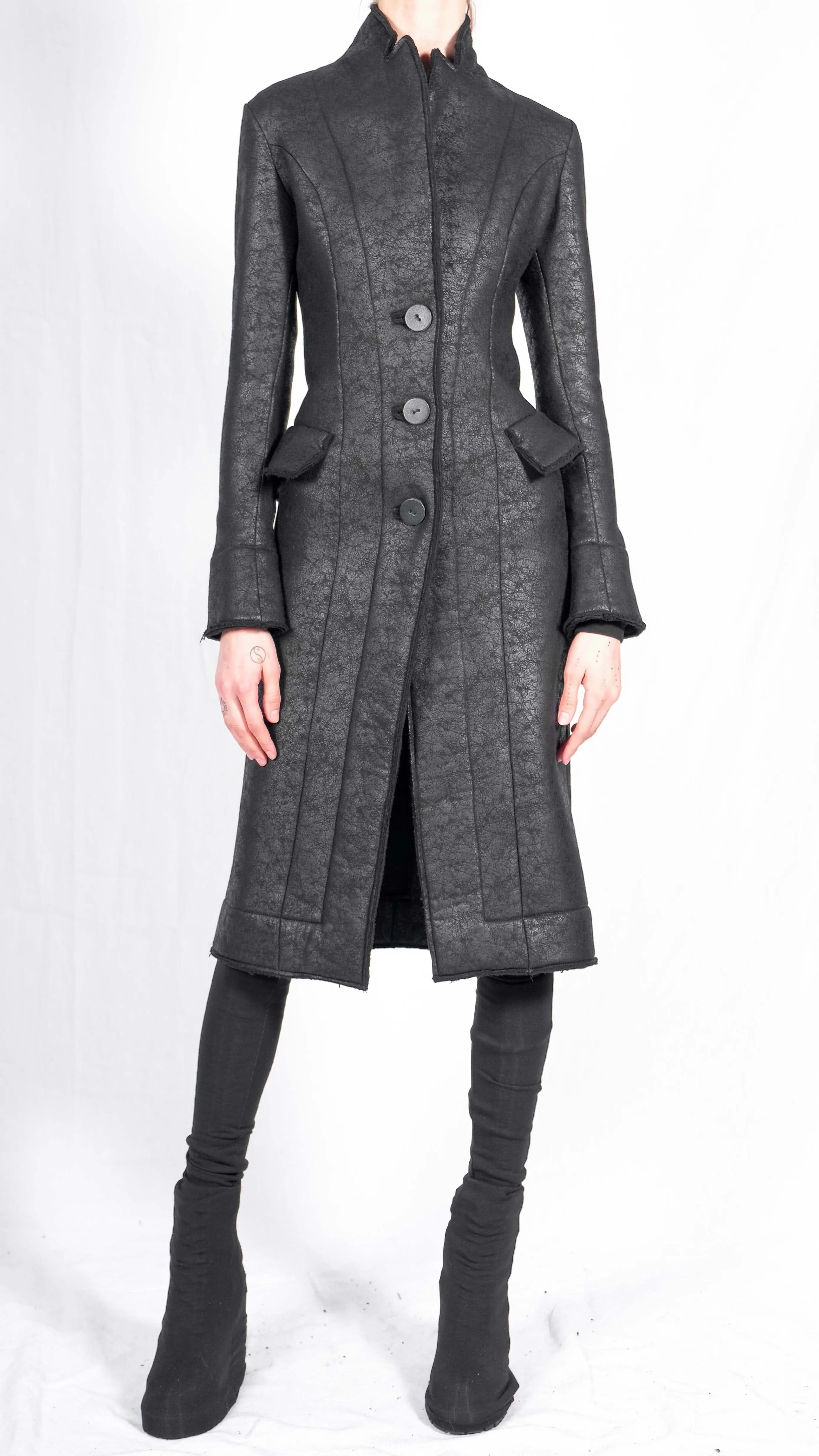 Leather Effect Long Blazer