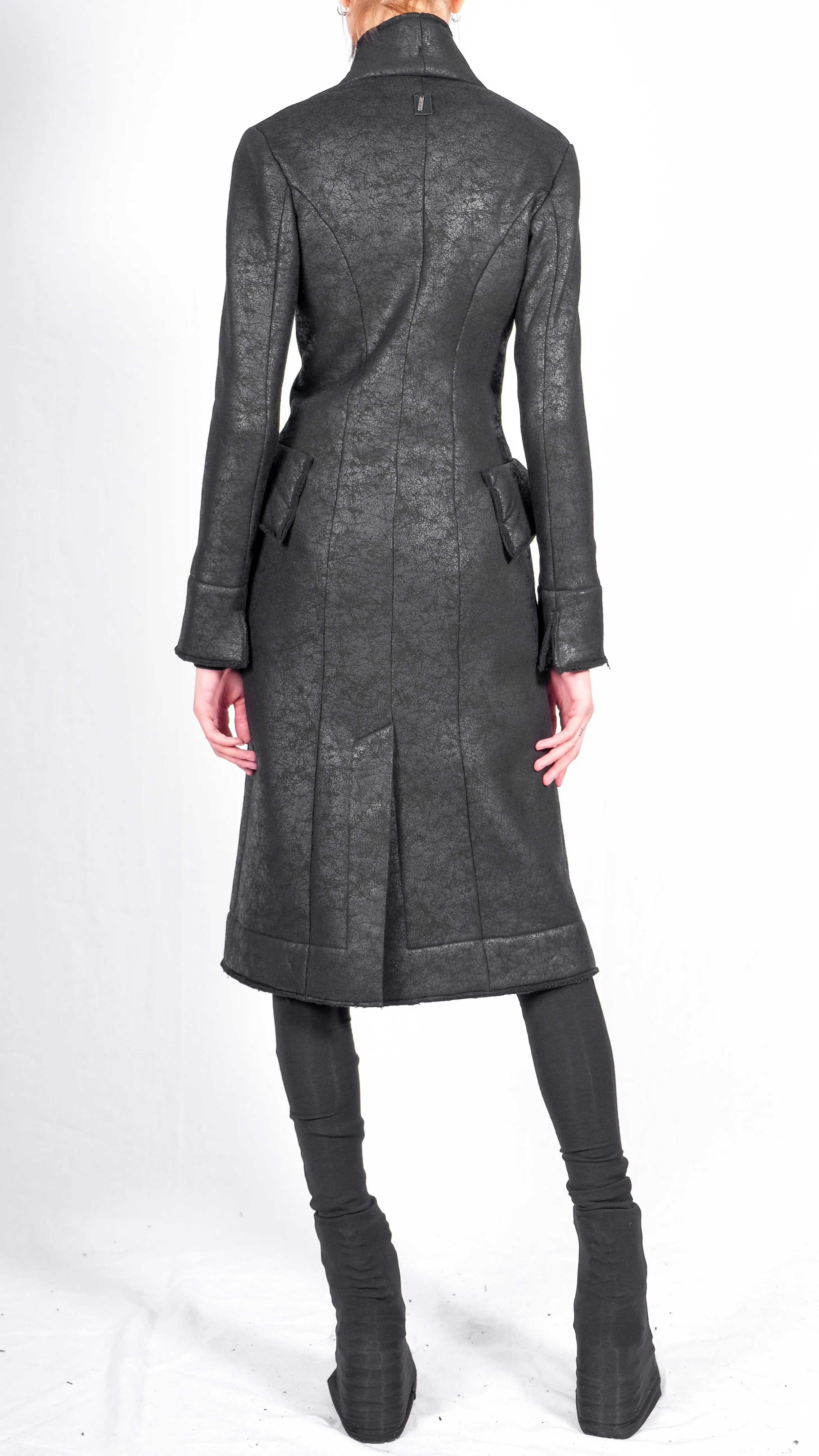 Leather Effect Long Blazer