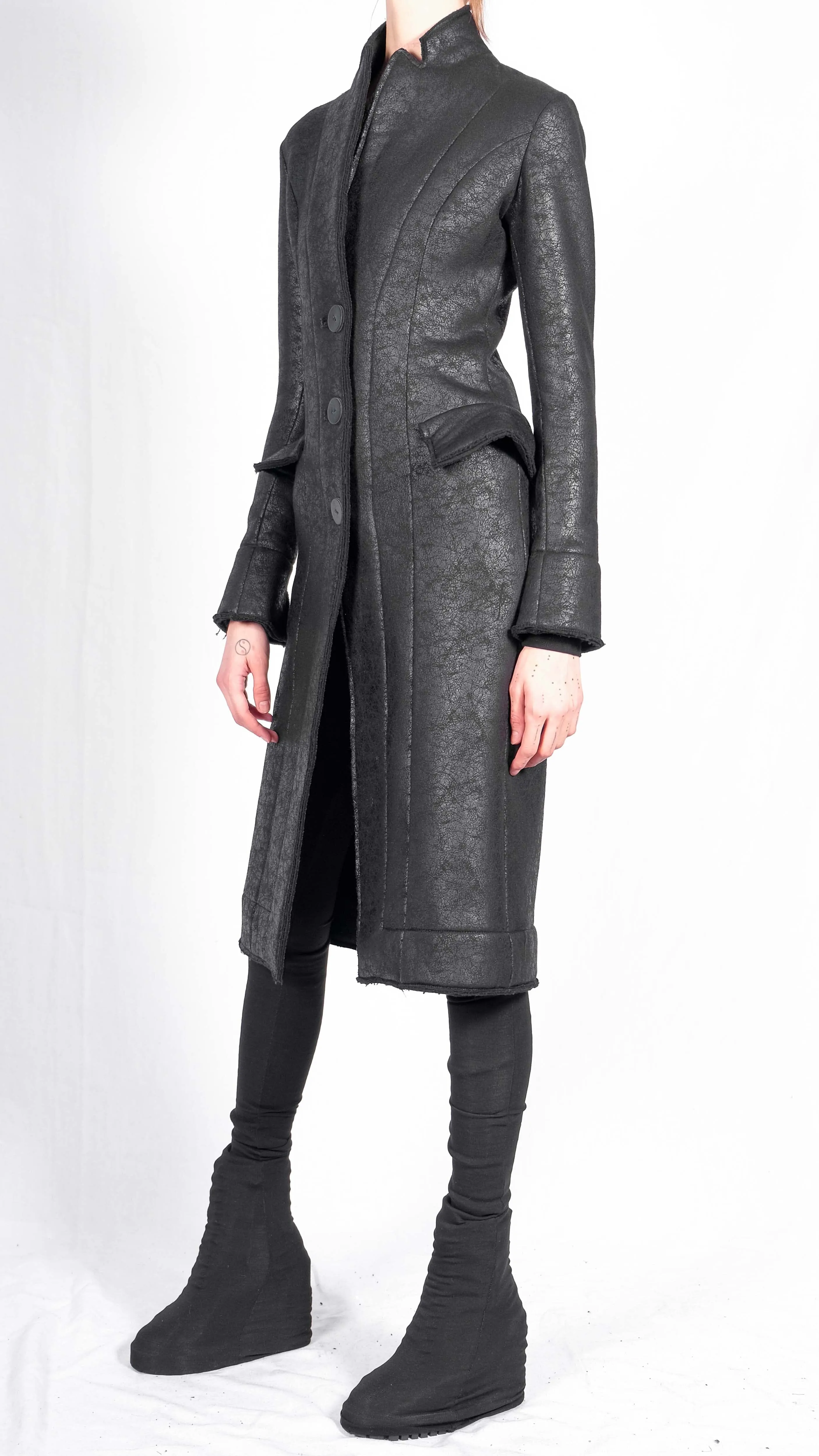 Leather Effect Long Blazer