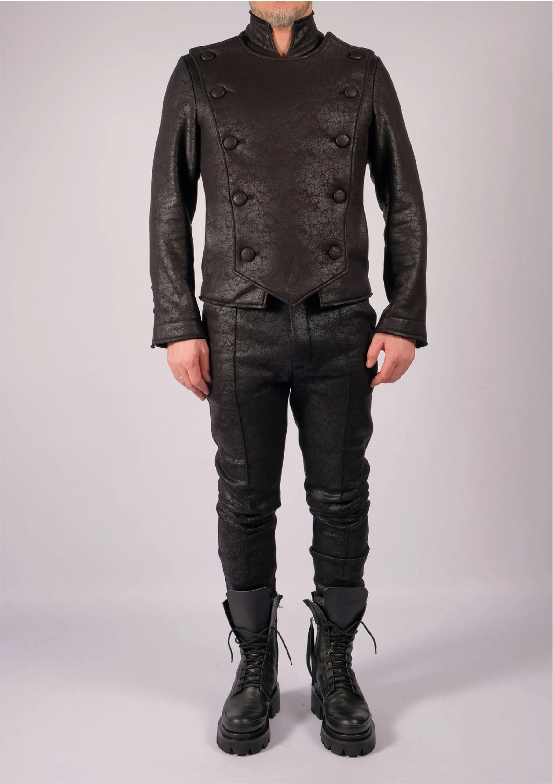 Leather Effect Military Blazer