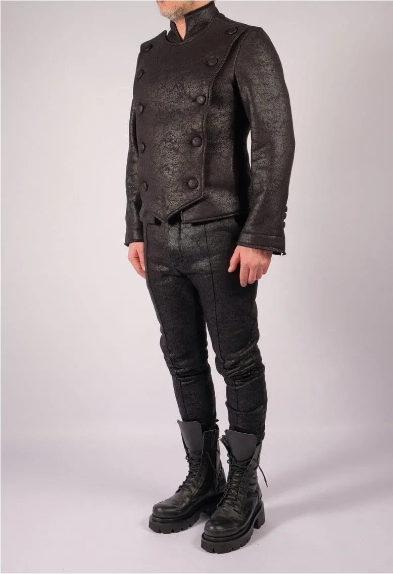 Leather Effect Military Blazer