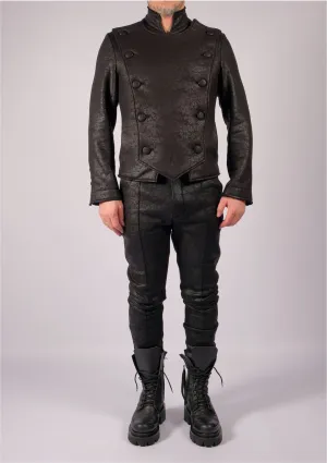 Leather Effect Military Blazer
