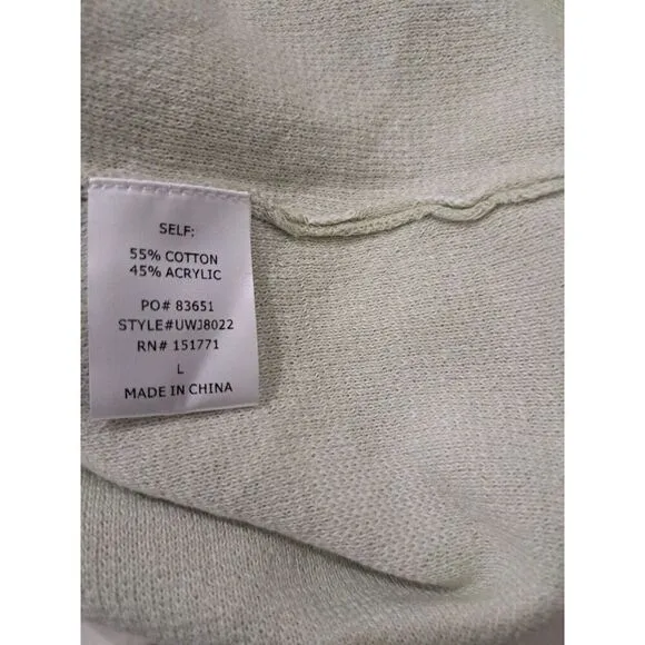LELIS Womens Large SAGE GREEN EVERYDAY Cardigan Sweater Semi- Cropped Cotton