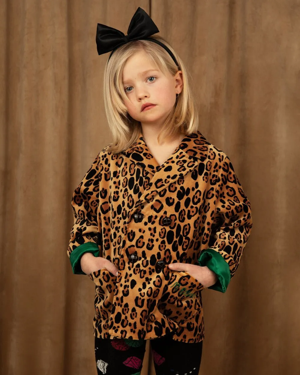 Leopard Velvet Blazer by Mini Rodini