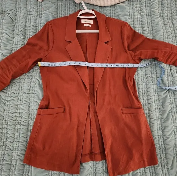 Level 99 Rachel Stretch Linen Blazer in Rose Size Medium