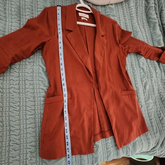 Level 99 Rachel Stretch Linen Blazer in Rose Size Medium