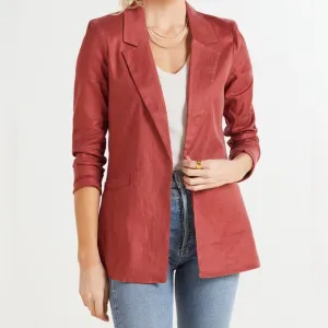 Level 99 Rachel Stretch Linen Blazer in Rose Size Medium