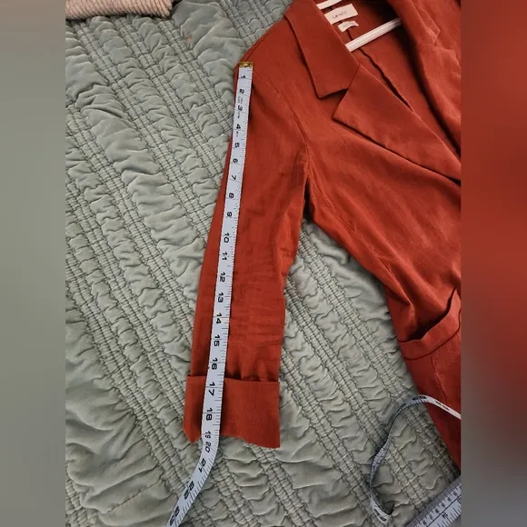 Level 99 Rachel Stretch Linen Blazer in Rose Size Medium