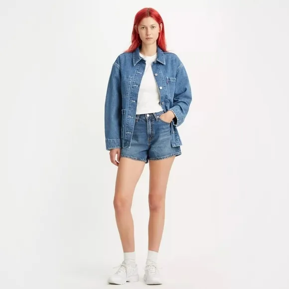 Levi's Women's High Waisted Mom Shorts, Amazing-Medium Indigo, 27