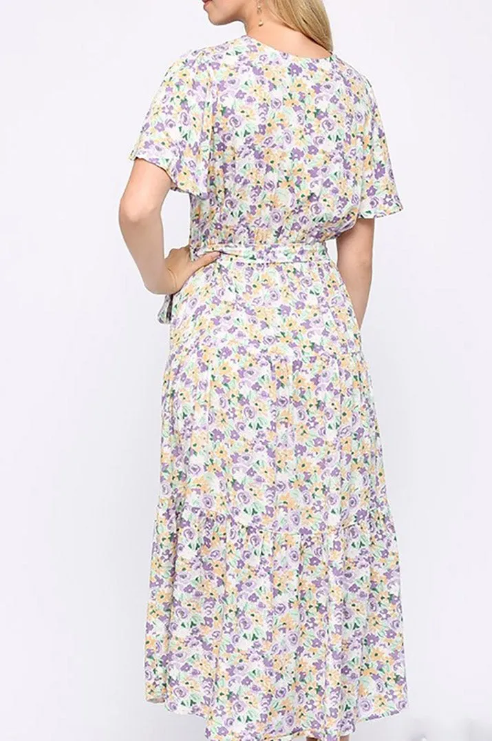 Lilac Bouquet Maxi Dress