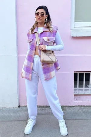 Lilac Check Sleeveless Shacket - Brittanie