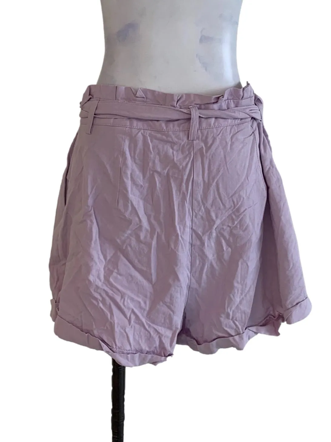 Lilac Plain High-Waisted Shorts