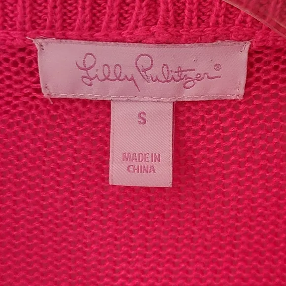 Lilly Pulitzer Amalie Open Front Knit Cardigan in Dragon Fruit Pink Sz Small