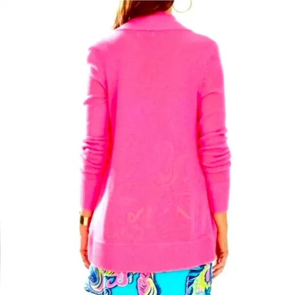 Lilly Pulitzer Amalie Open Front Knit Cardigan in Dragon Fruit Pink Sz Small