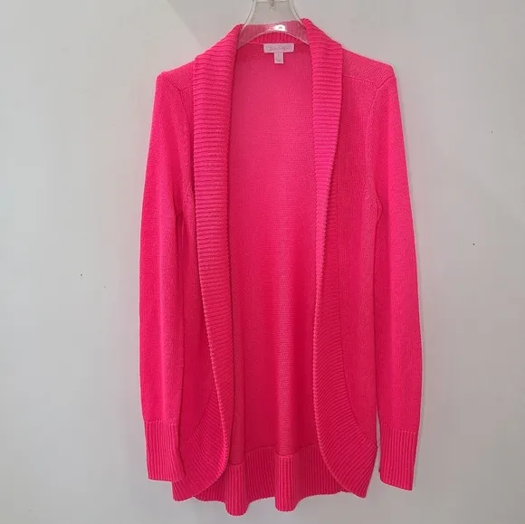 Lilly Pulitzer Amalie Open Front Knit Cardigan in Dragon Fruit Pink Sz Small