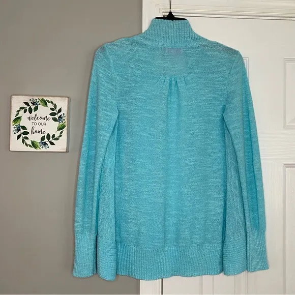 Lilly Pulitzer Aqua Blue Isle Open Front Cardigan Small Women’s Sweater Knit
