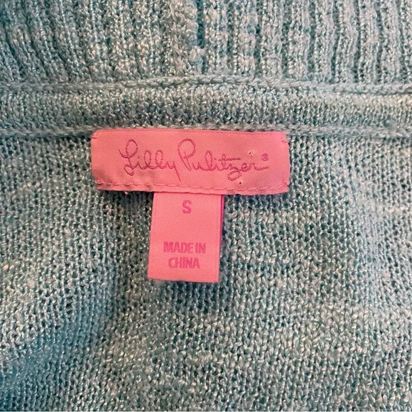 Lilly Pulitzer Aqua Blue Isle Open Front Cardigan Small Women’s Sweater Knit