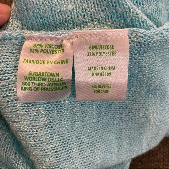 Lilly Pulitzer Aqua Blue Isle Open Front Cardigan Small Women’s Sweater Knit