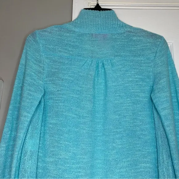 Lilly Pulitzer Aqua Blue Isle Open Front Cardigan Small Women’s Sweater Knit