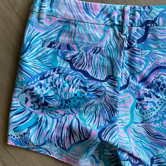LILLY PULITZER Callahan Stretch Shorts Bermuda Blue Fishful Thinking preppy sz 4