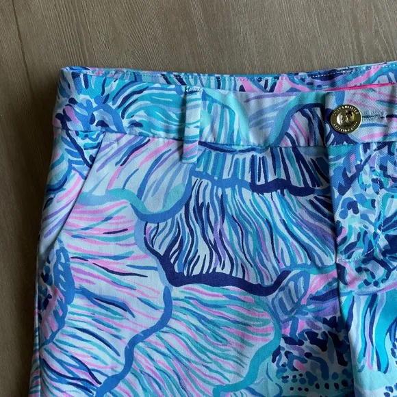 LILLY PULITZER Callahan Stretch Shorts Bermuda Blue Fishful Thinking preppy sz 4