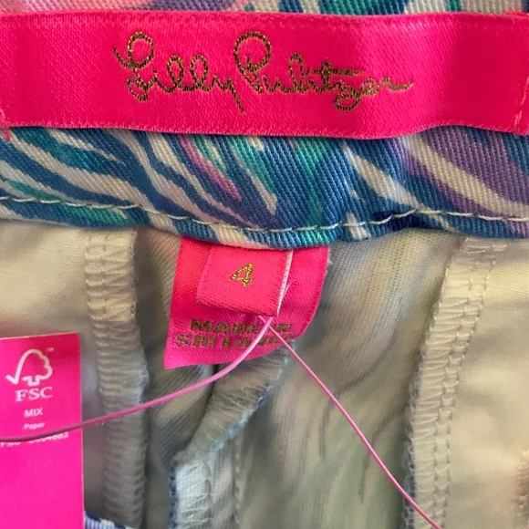 LILLY PULITZER Callahan Stretch Shorts Bermuda Blue Fishful Thinking preppy sz 4