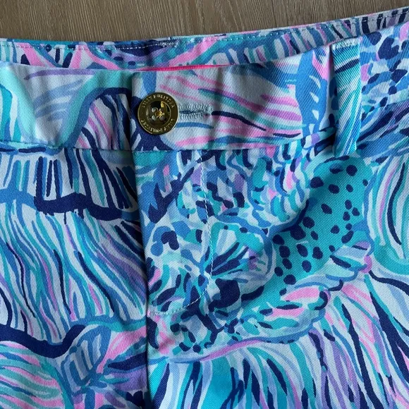 LILLY PULITZER Callahan Stretch Shorts Bermuda Blue Fishful Thinking preppy sz 4