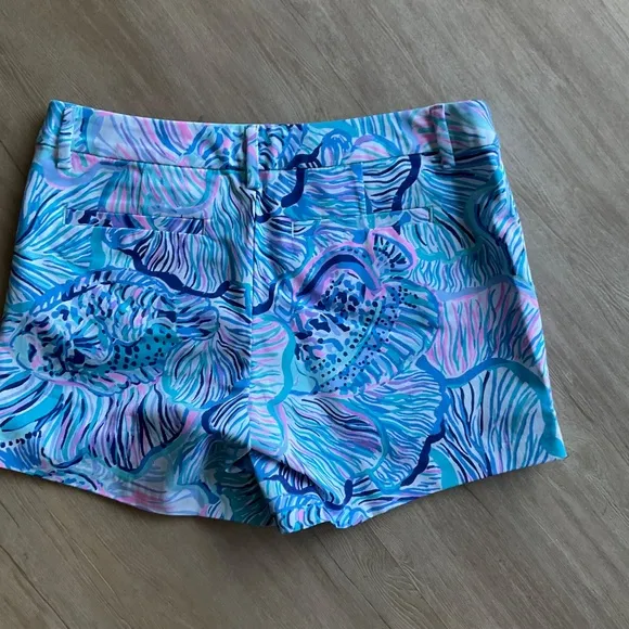 LILLY PULITZER Callahan Stretch Shorts Bermuda Blue Fishful Thinking preppy sz 4