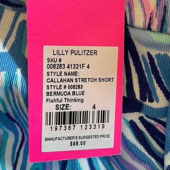 LILLY PULITZER Callahan Stretch Shorts Bermuda Blue Fishful Thinking preppy sz 4
