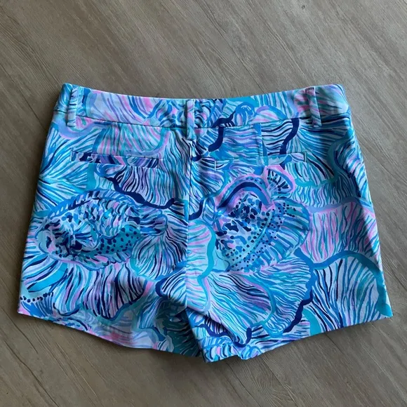 LILLY PULITZER Callahan Stretch Shorts Bermuda Blue Fishful Thinking preppy sz 4