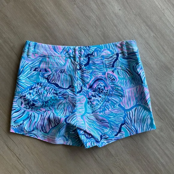 LILLY PULITZER Callahan Stretch Shorts Bermuda Blue Fishful Thinking preppy sz 4