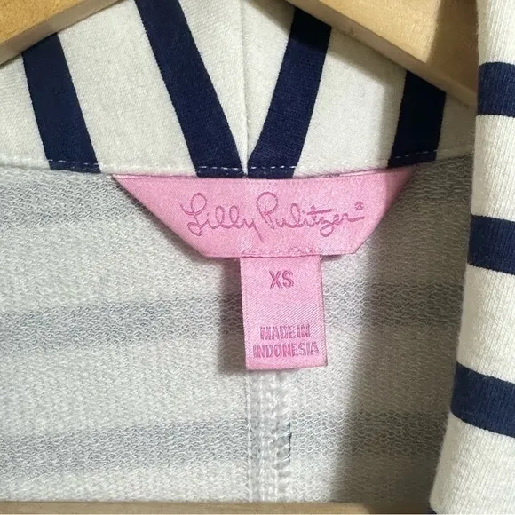 Lilly Pulitzer Mindy Blazer Navy white Striped nautical cotton cardigan XS