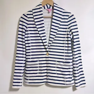 Lilly Pulitzer Mindy Blazer Navy white Striped nautical cotton cardigan XS