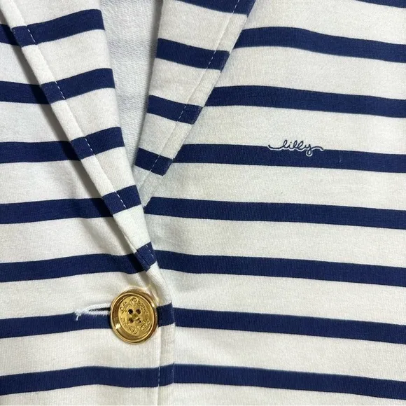 Lilly Pulitzer Mindy Blazer Navy white Striped nautical cotton cardigan XS