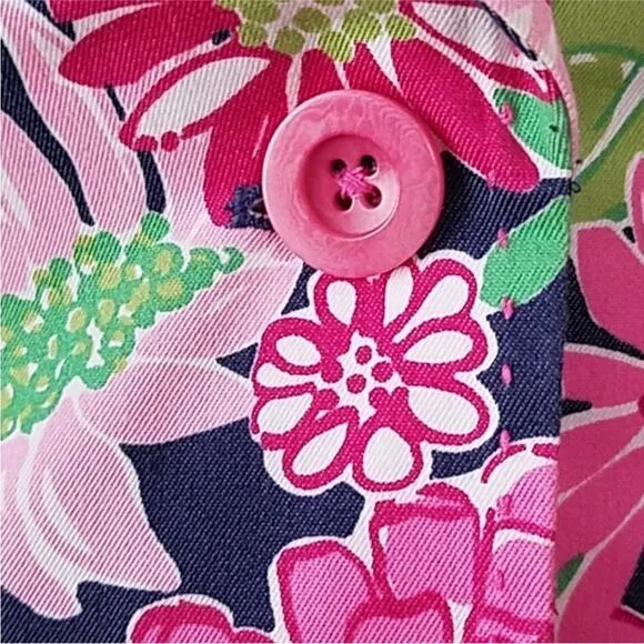 Lilly Pulitzer Pink Floral Cotton Blend Blazer 10