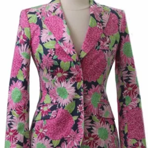 Lilly Pulitzer Pink Floral Cotton Blend Blazer 10