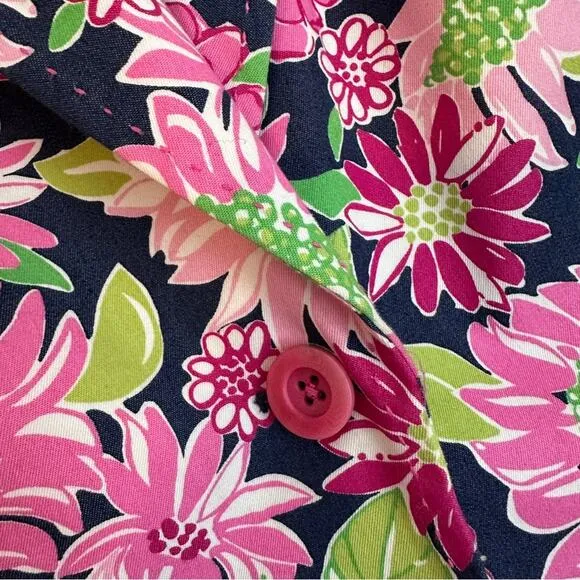 Lilly Pulitzer Pink Floral Cotton Blend Blazer 10