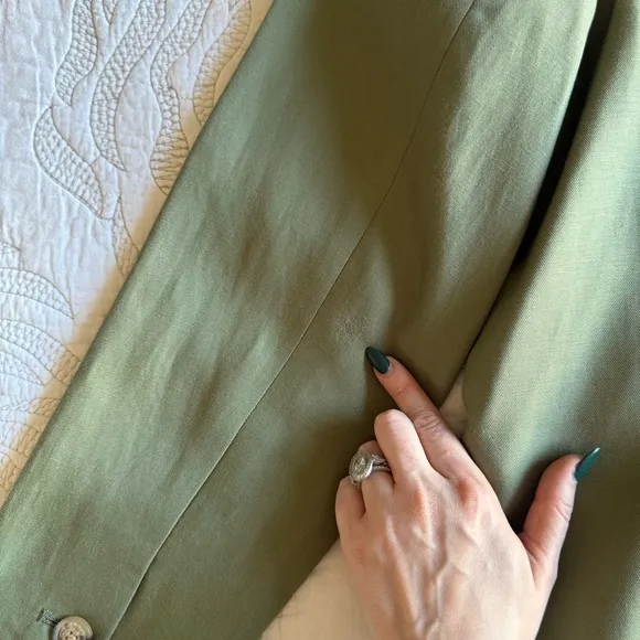 Loft - Petite Relaxed Fluid Blazer - Olive Green