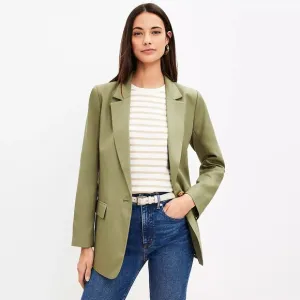 Loft - Petite Relaxed Fluid Blazer - Olive Green