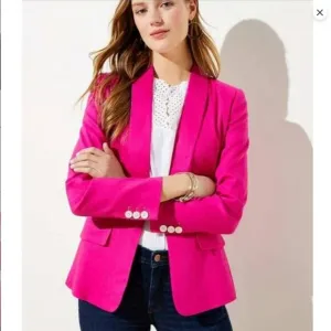 Loft Plus Women's 22 Shawl Collar Blazer Hot Pink Open Front