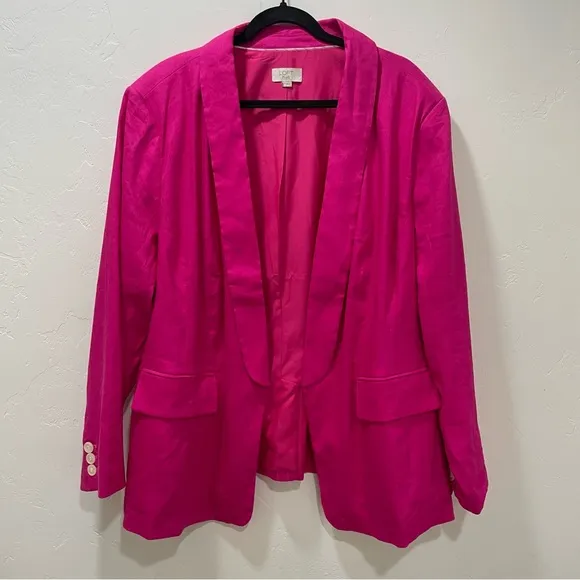 Loft Plus Women's 22 Shawl Collar Blazer Hot Pink Open Front