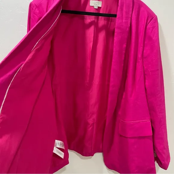 Loft Plus Women's 22 Shawl Collar Blazer Hot Pink Open Front
