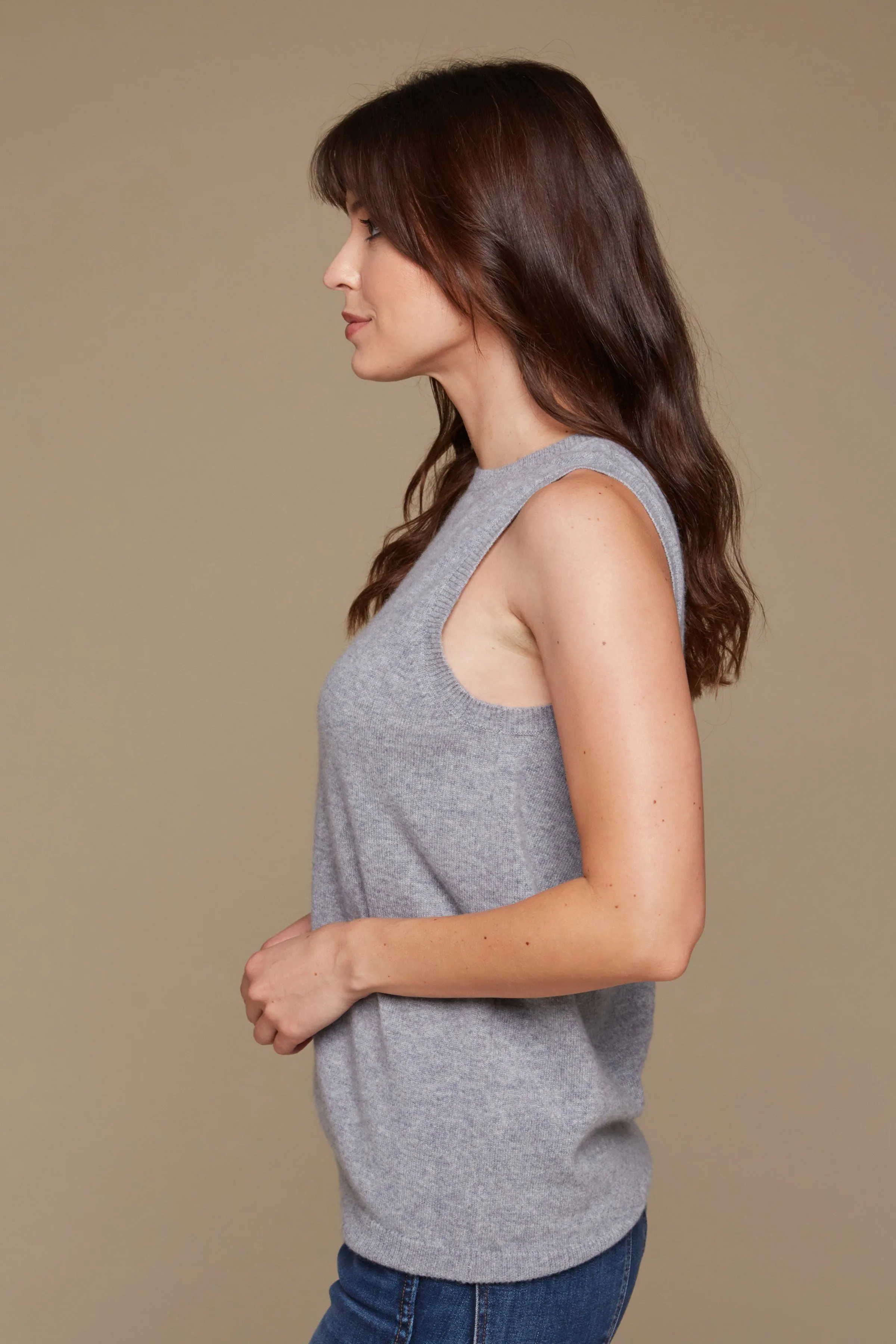 London Cashmere Shell Top - Grey