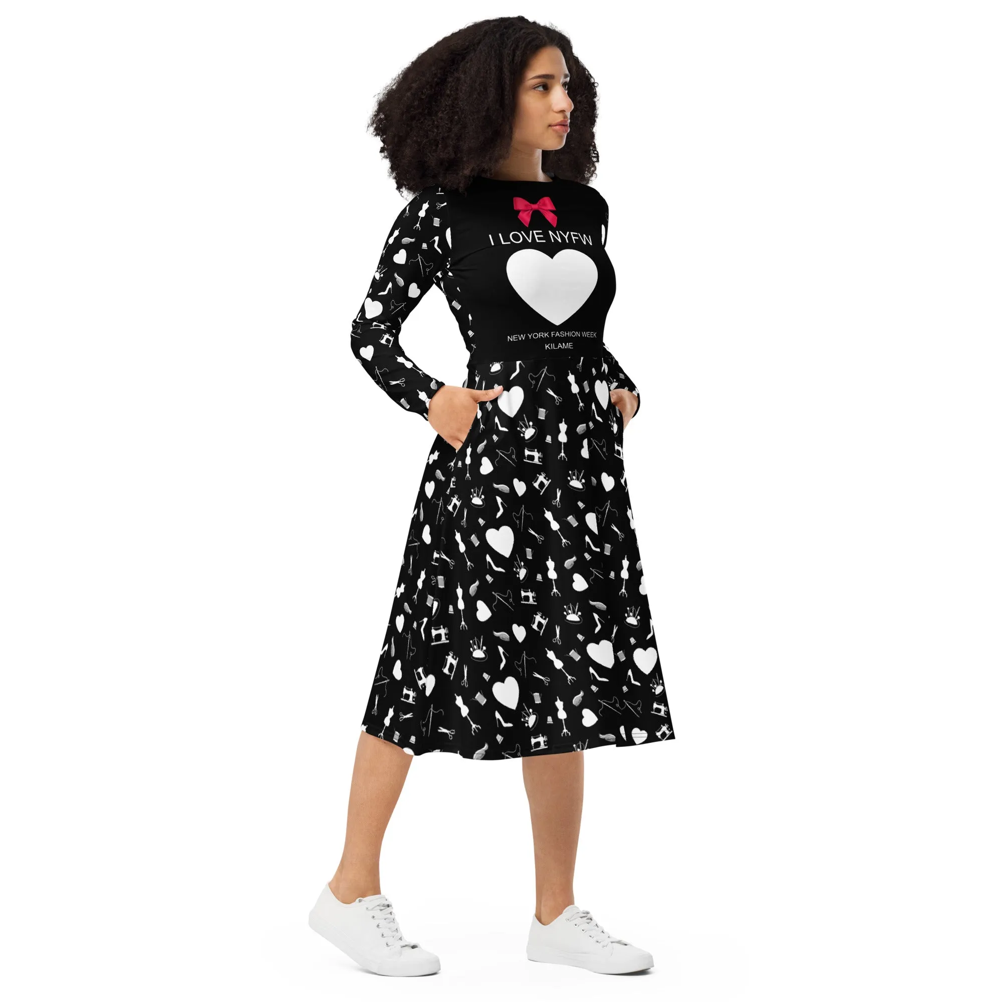 Long sleeve midi dress 'NYFW'