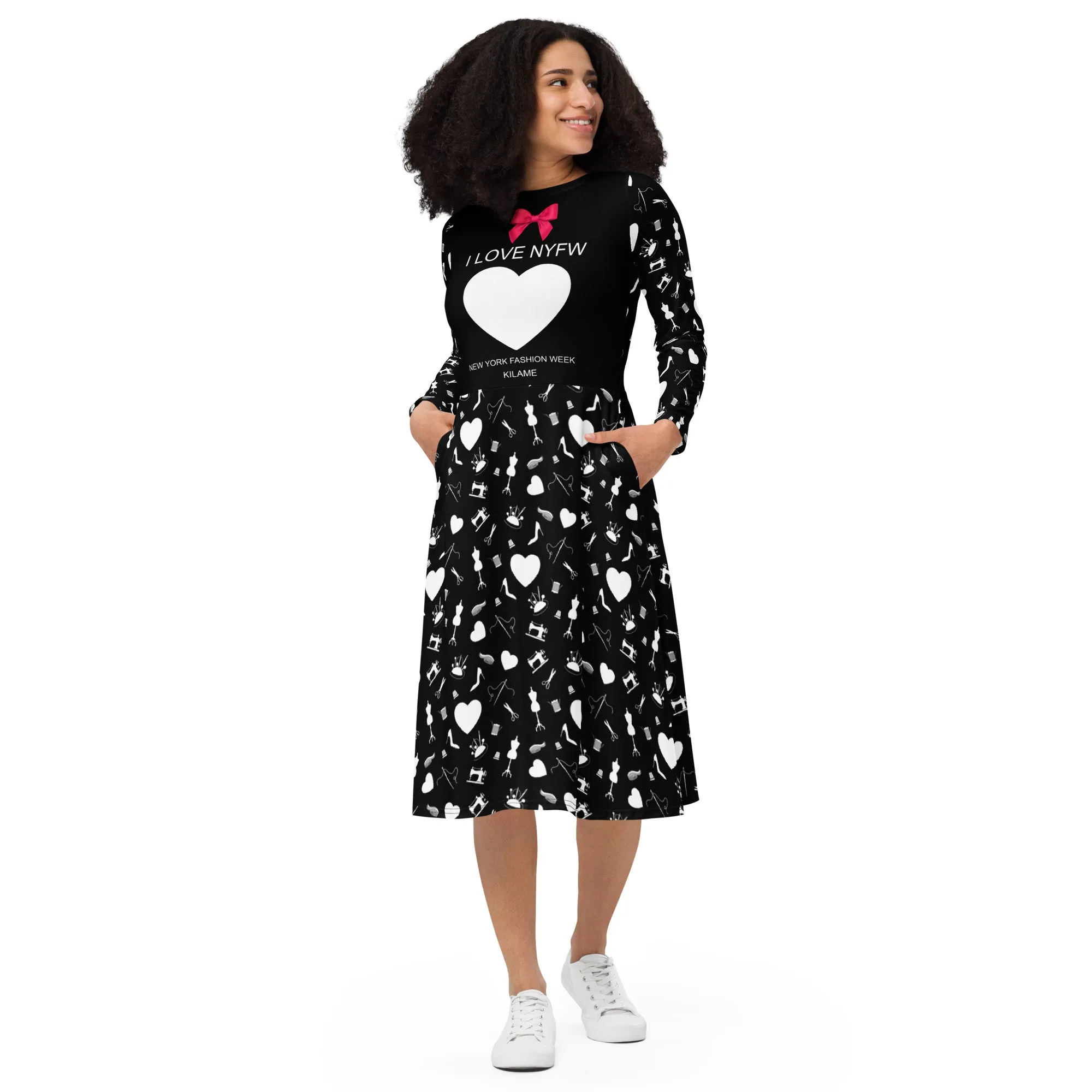 Long sleeve midi dress 'NYFW'